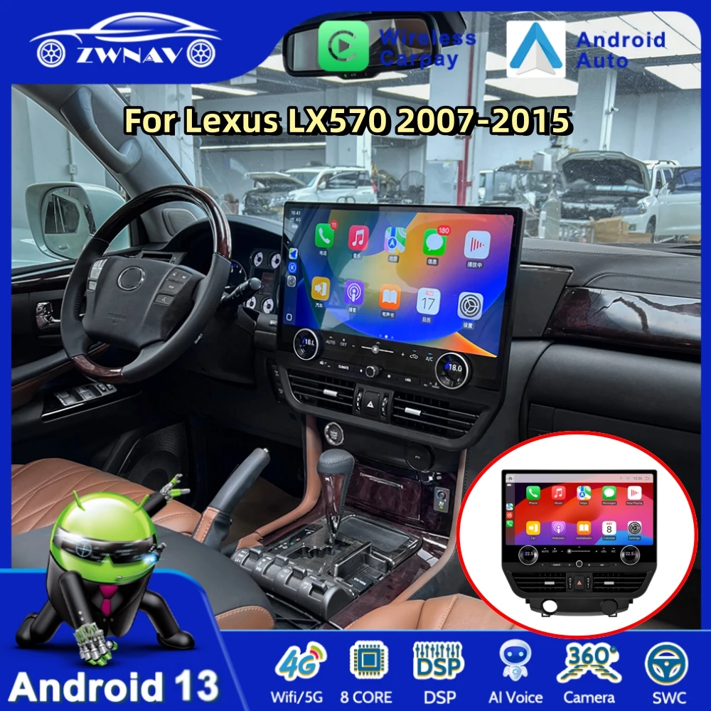 

Android 13 For Lexus LX 570 LX570 2007 - 2015 Tesla Style Car Radio Multimedia Video Player Carplay GPS Navig Stereo Head Unit