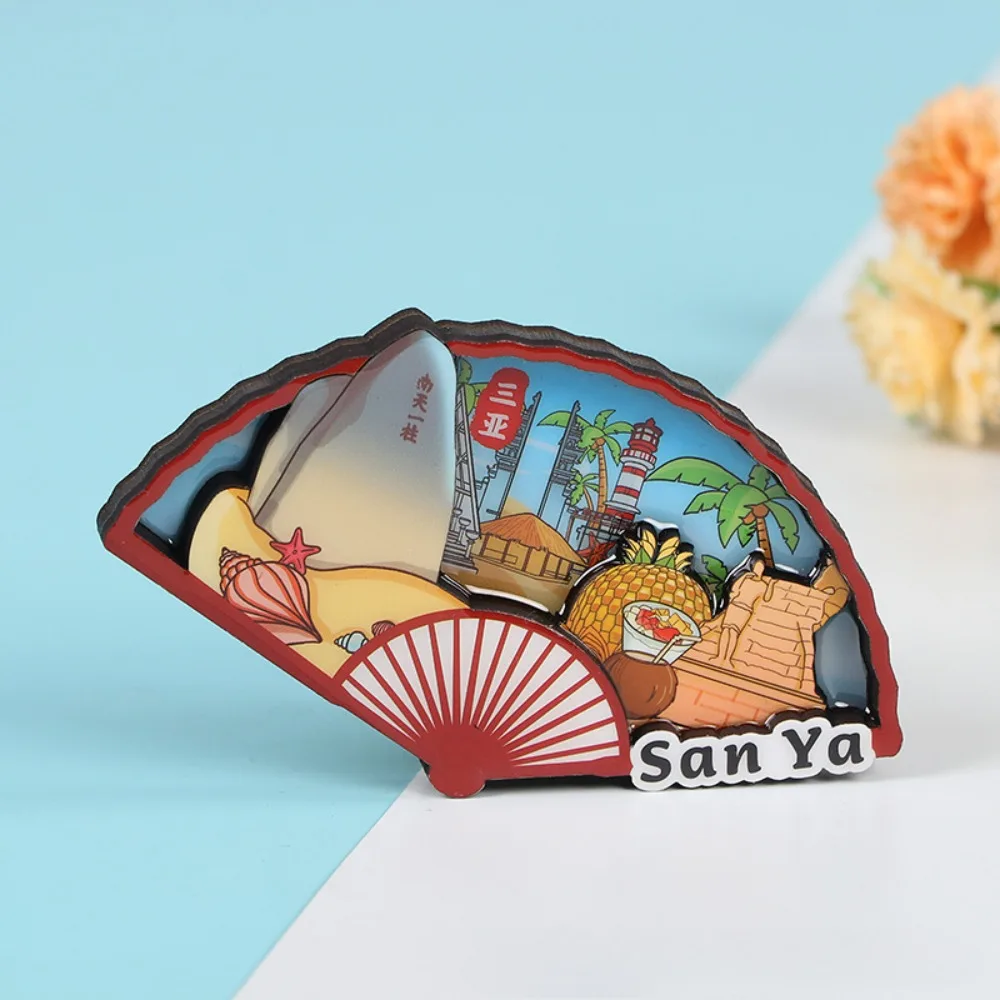 Sanya Fridge Magnet Wooden Home Decor Refrigerator Sticker China Landmark Tourism Souvenir Exquisite Local Features Gift