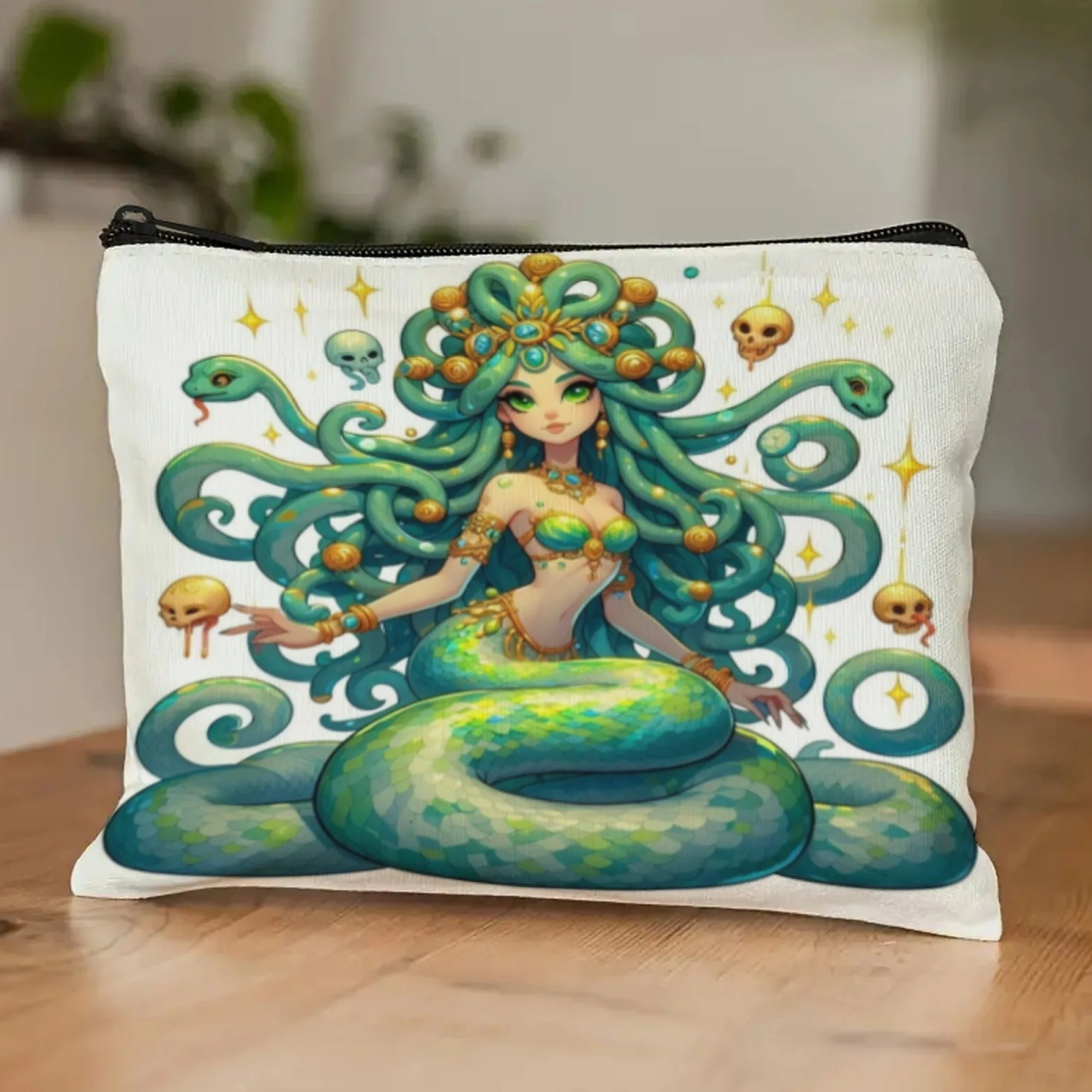 

Косметичка для женщин, зеленая дорожная сумка с абстрактным женским принтом, подходит для хранения туалетных принадлежностей и вещей.