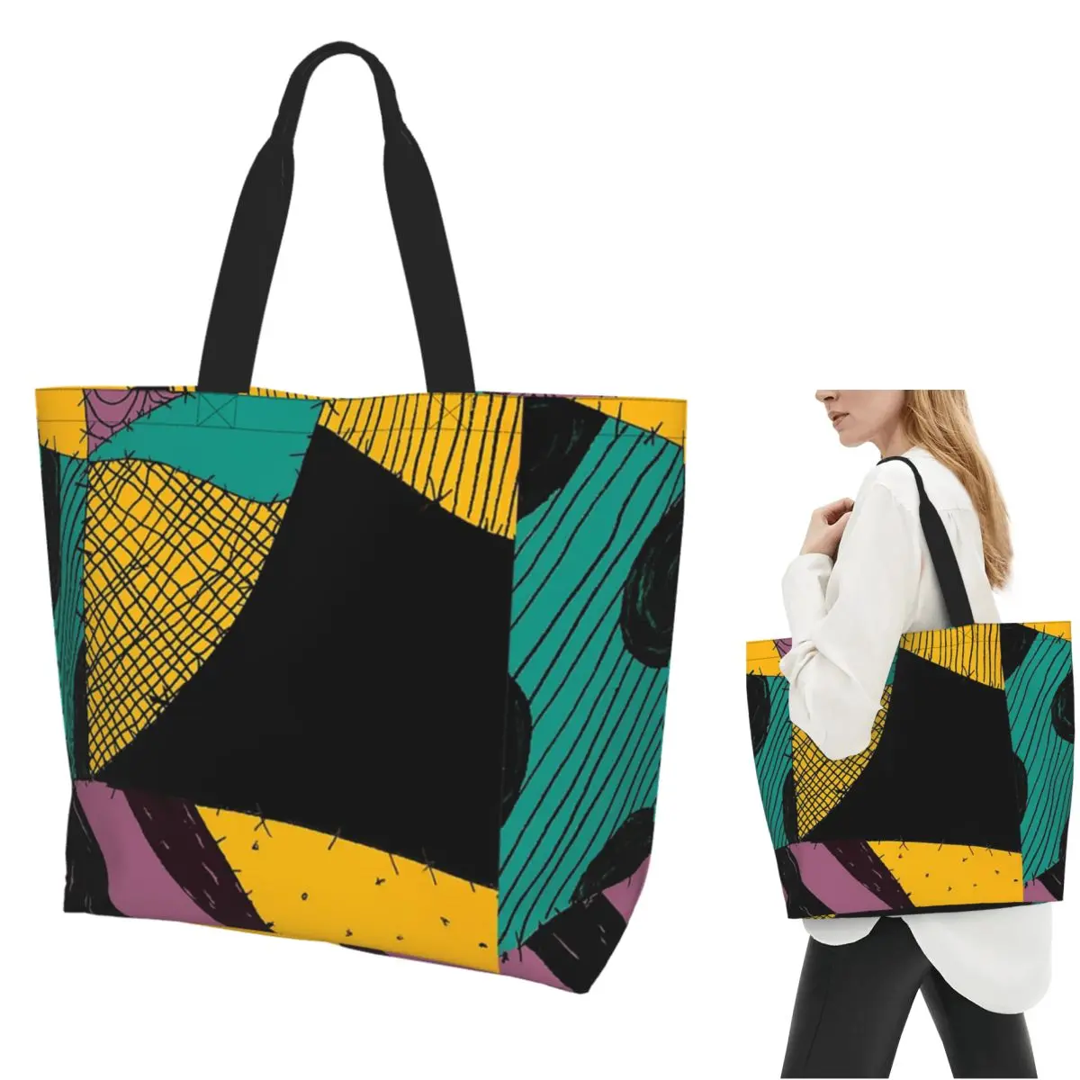 El vestido de Sally. El pesadilla antes de Navidad. Bolso de compras Bolsos de hombro de lona Bolso de compras para mujer