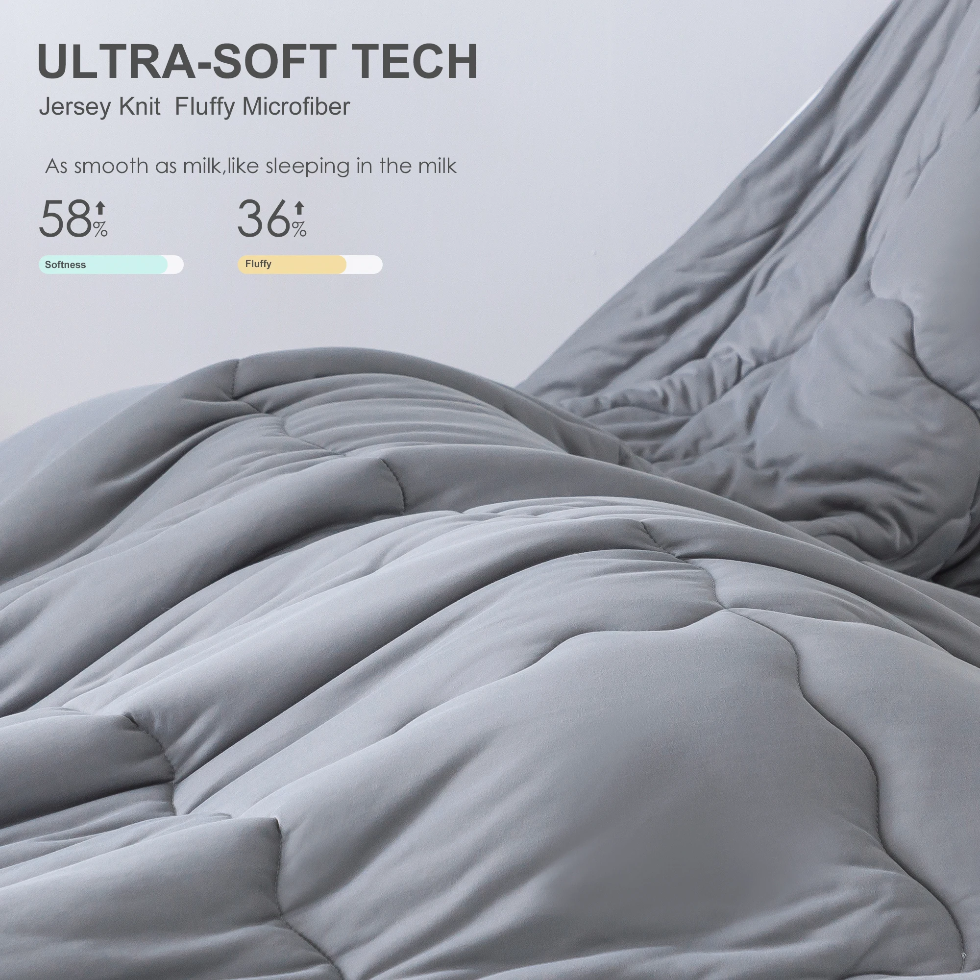 

Reversible Fluffy Comforter Set , Ultra-Soft Solid Color Bedding Set, Queen Size, Dark Grey