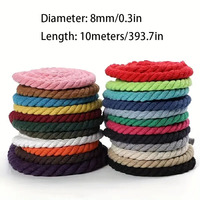 8MM Chromatic Twisted Cotton Rope Three-strand Hand Woven Cotton Rope DIY Gardening Outdoor Decoration Rope Tapestry Weaving 10M