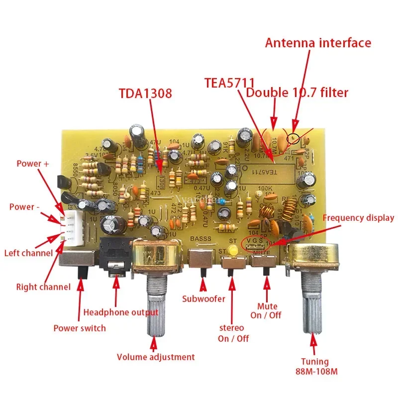 Nvarcher TEA5711 Radio Board High Sensitivity FM Stereo