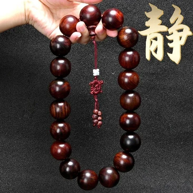 Holding Beads to Worship Buddha Small Leaves Red Sandalwood Buddha Prayer Cart Wooden Beads Men's and Women's