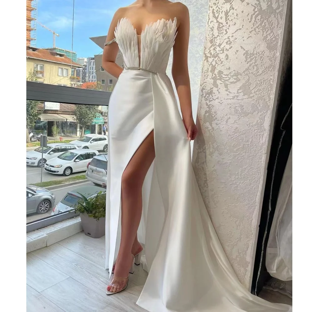 Muloong Sweetheart Chapel Train Asymmetrical Women Luxury Party Dress 2023