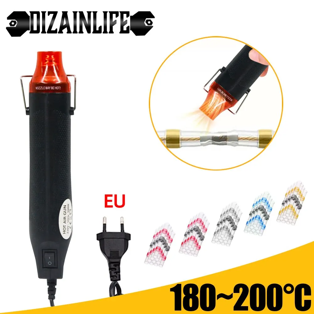 1Pcs 220V Pistolet na gorące powietrze DIY Pistolet lutowniczy z dmuchawą temperaturową Elektryczna suszarka na gorące powietrze Mini opalarka do rzemiosła Rurki termokurczliwe Owijka