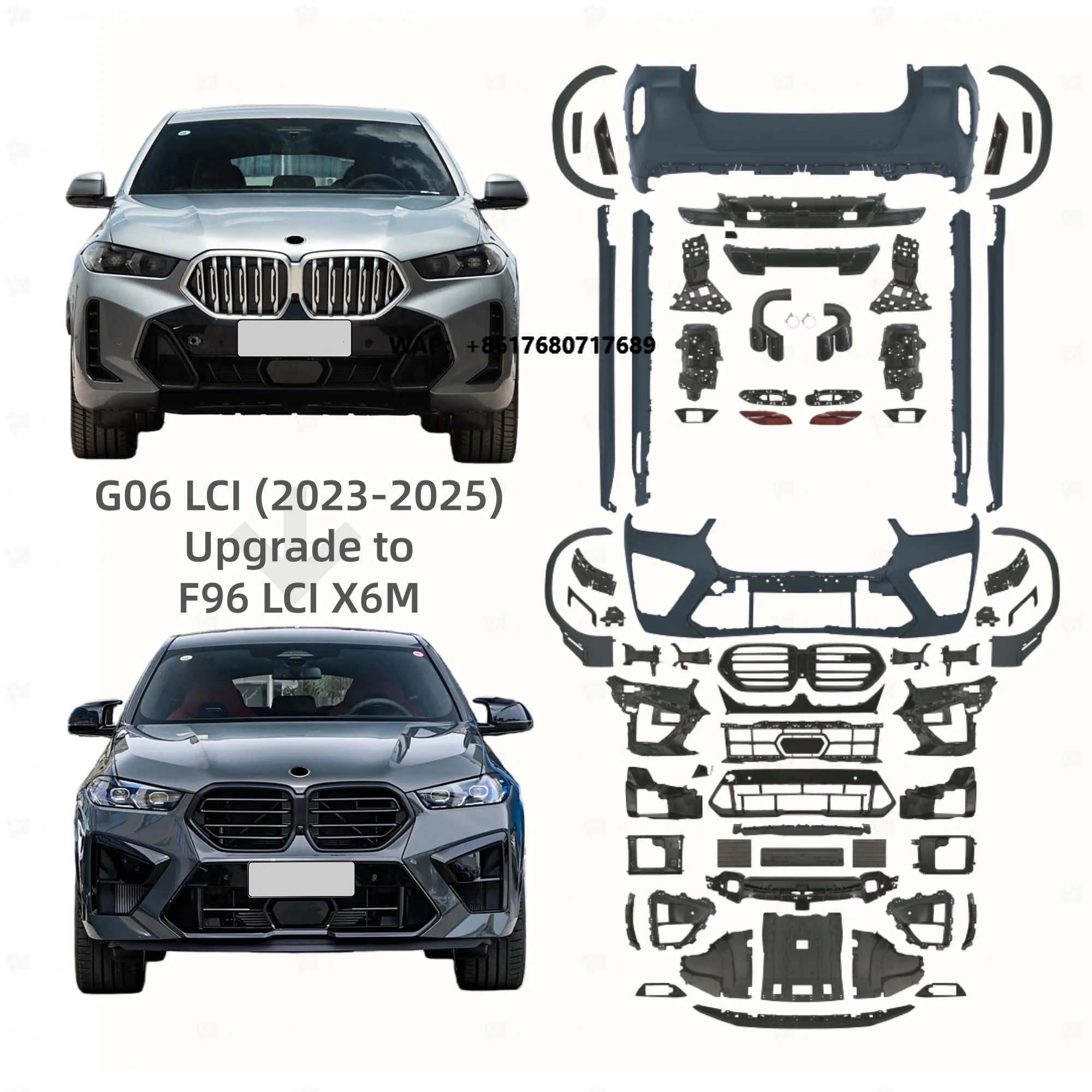Wholesale Body Kit for X6 G06 LCI 2023+ Upgrade to F96 LCI X6M Front Rear Bumper Wheel Arch Grille Diffuser Trunk Pipe