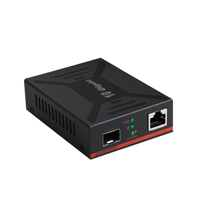 

10-гигабитный оптоволоконный трансивер-SFP 1F1T, адаптивный порт RJ45, 100 м/1G/2,5G/5G/10G, фотоэлектрический преобразователь SFP, медиаконвертер