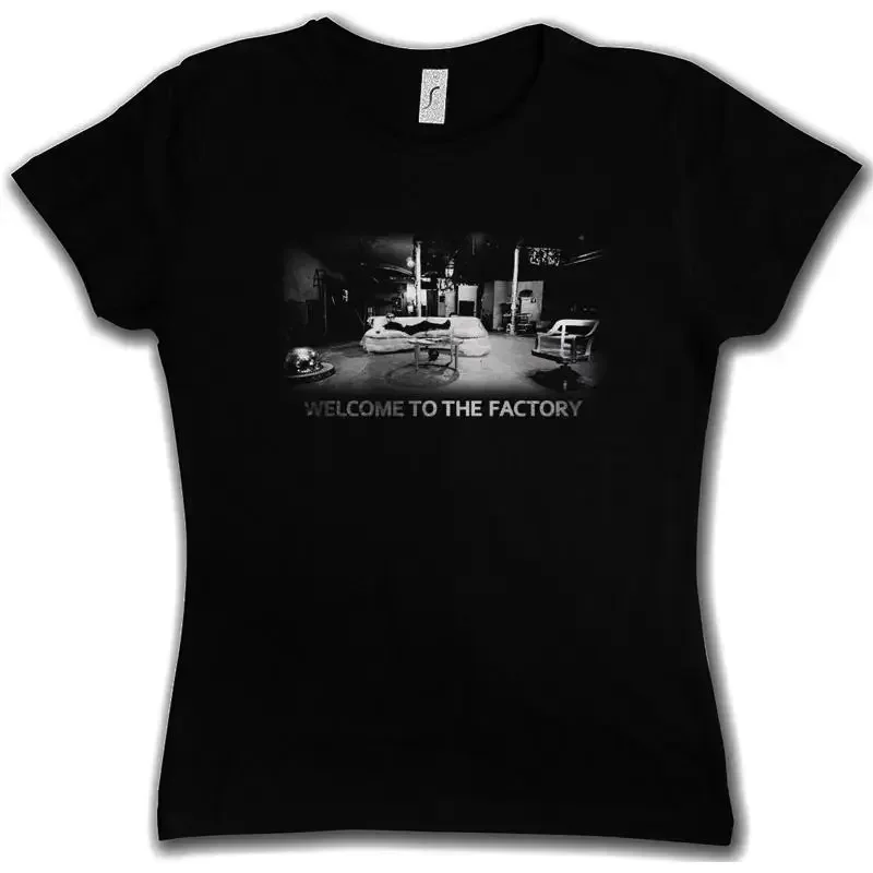 WELCOME TO THE FACTORY WOMAN T SHIRT New York Andy Pop Art Picture Warhol Girl