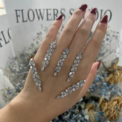Stonefans Luxury Cubic Zirconia Leaf Bangle Hand Jewelry for Women Exquisite Palm Cuff Bracelet Bridal Wedding Hand Decoration