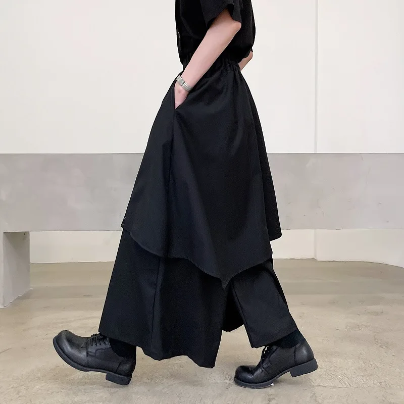 2023 pantalones irregulares negros para hombres estilo japonés moda para hombres Instagram viento mixto Kendo Samurai Culottes pantalones de vestir