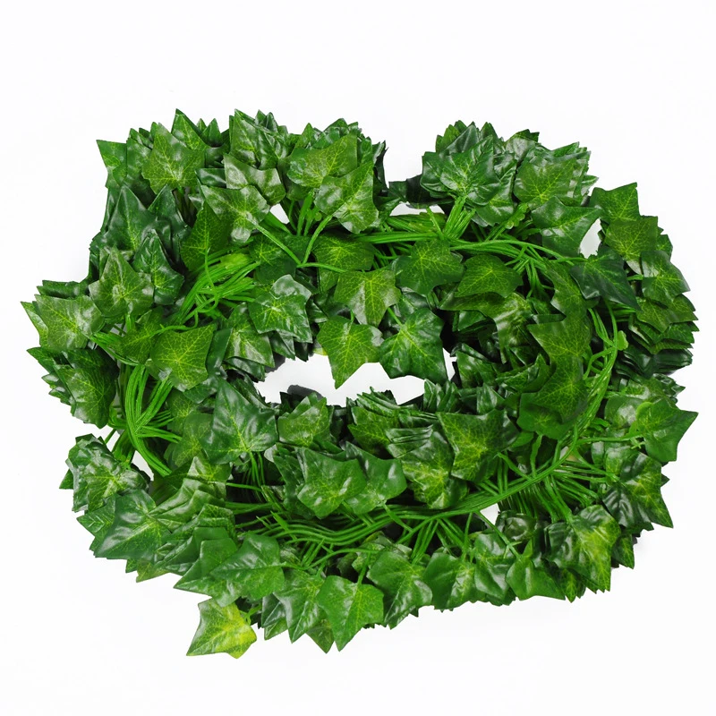 2.1M Artificial Plant Green Ivy Leaf Garland Silk Wall Hanging Vine Home Garden Decoration Wedding Party DIY Fake Wreath Leaves