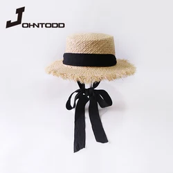 Wholesale parent-child Panama straw hat ladies wide brim beach sun hat fashion long sun hat beach hat beach hat ladies hat