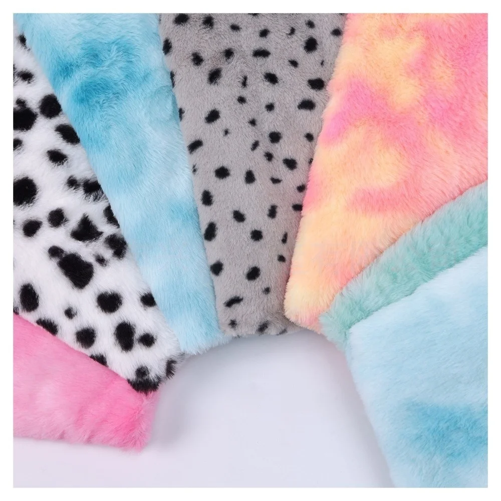 1/2/3 Yard Tie-Dye Jacquard Faux Fur Plush Sewing Fabric Soft Fluffy DIY Doll Scarf Coat Pillow Pet Bed Sew Material Home Decor - view 6