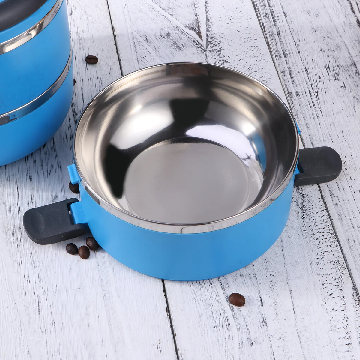 

Three Tiers Stainless Steel Leak Proof Lunch Box Thermal Insulated Lock Container Food Storage Box Blue for Home Office Picnic