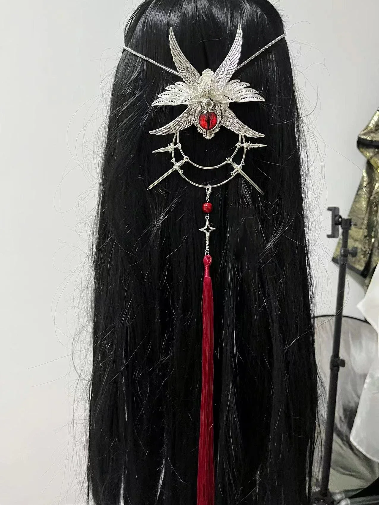 Heaven Officials Blessing Hua Cheng Cosplay E-Ming Streamer Headwear The Saber E'Ming Huacheng Stage Ancient Tian Guan Ci Fu