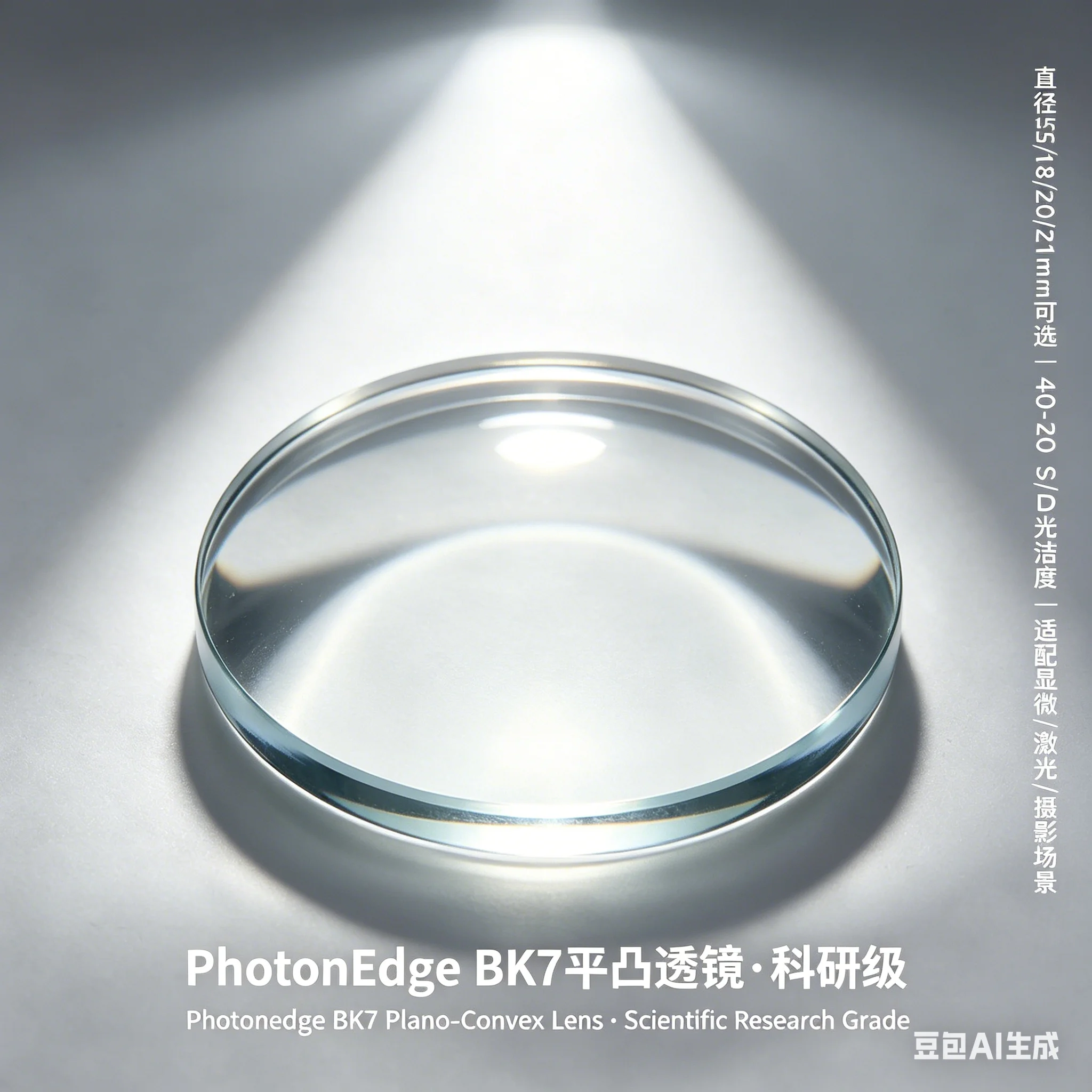 PhotonEdge BK7 Plano-Convex Lenses, Dia.15mm/18mm/20mm/21mm, FL.15/20/25/40/60/75mm, 40-20 S/D for Microscope/Laser/Photography