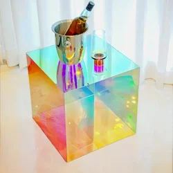 Nordic Style Colorful Acrylic Coffee Table Square Design Home Living Room Sofa Side Bedside Desk Bedroom Decorative Table