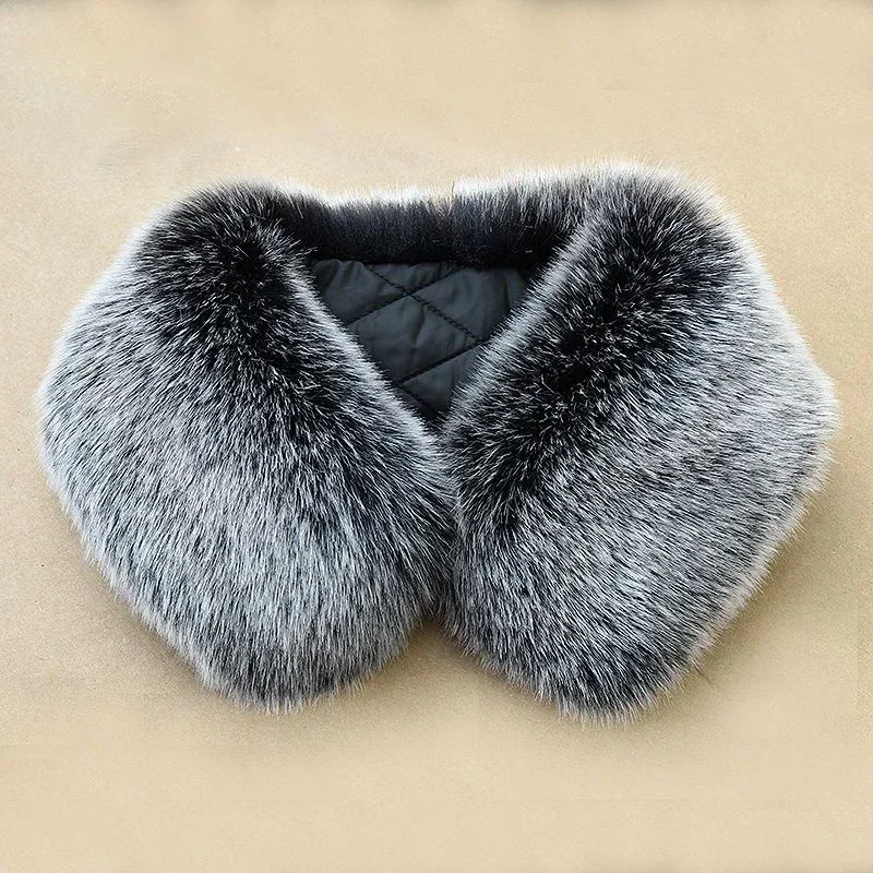 Winter Faux Fox Fur Fur Collar Men Women Down Coat Fur Collar Scarf Concealed Buckle Design Easy To Wear Comfortable Keep Warm