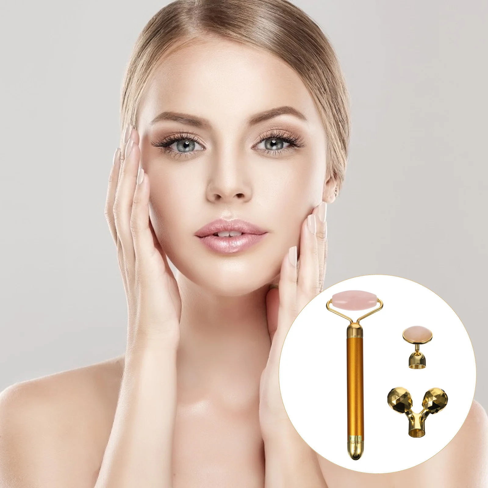 

1Set Natural Jade Stone 3-in-1 Facial Roller Kit Anti-Aging Facial Massger Tool Promote Collagen Smooth Wrinkles Dark Circles