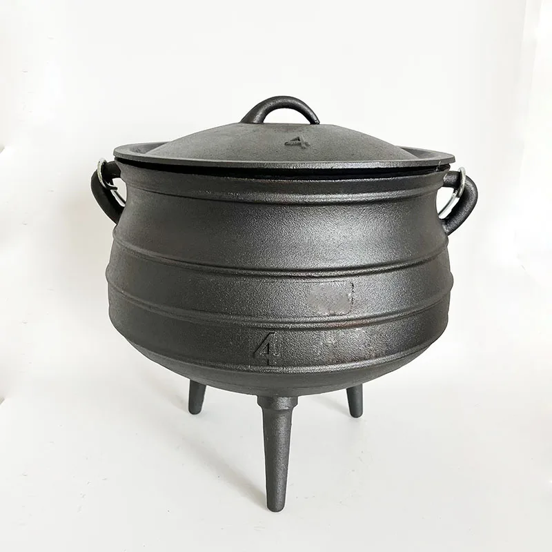 

9.3L Cast Iron Cauldron Kettle Camping South Africa Potjie Pot Three Legs Cast Iron Belly Pot Soup Pot for Outdoor Picnic