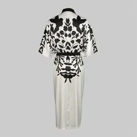 UOOZEE Office Ladies Office A-line Dress 2025 New Summer Half Sleeves V-Neck Tied Waist Flower Printed Evening Midi Dresses - Image 5