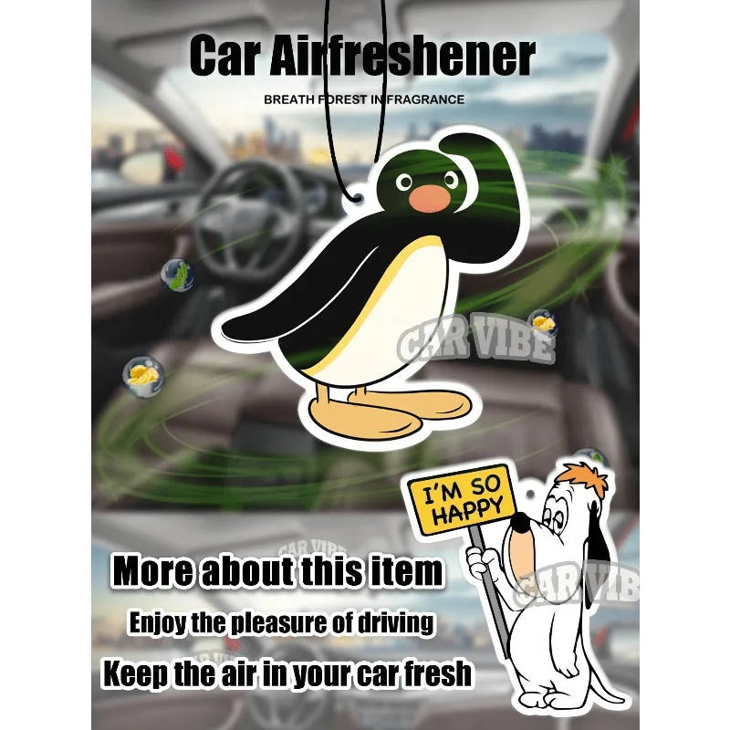 Happy Dog Car Freshener Pendant — Cartoon Scent Strip for Mirror & Vent, Home Office Decor, Creative Gift for Friends