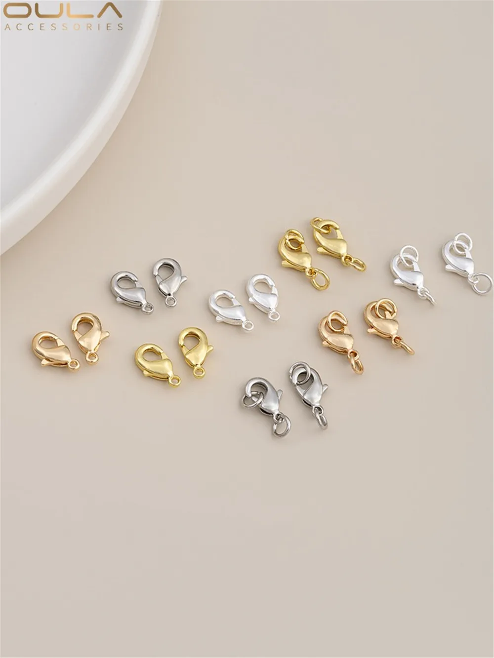 14K Gold-Color Plated Accessories Lobster Clasp Spring Clasp Bracelet Necklace Connecting Clasp Diy Handmade Jewelry Material