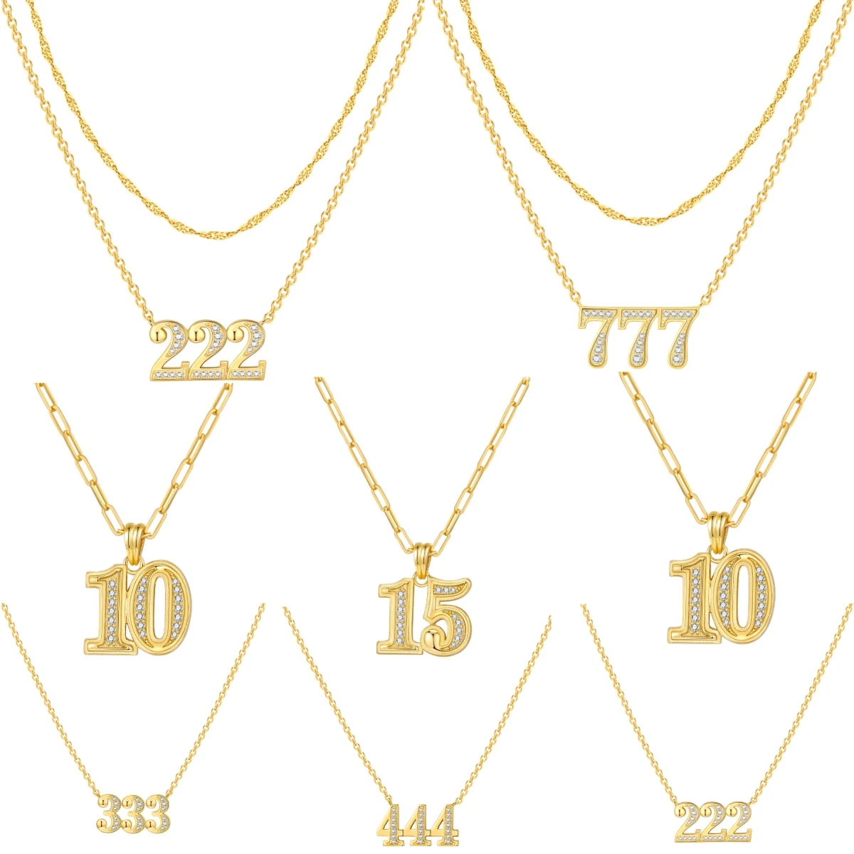

Orstarry 925 Sterling Silver 2pcs/set 18k Gold Lucky Number Necklace Pendant Necklace for Women Birthday Gift Fashion Jewelry