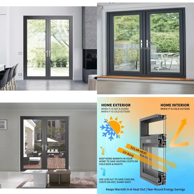 Manufacturer Custom Size Casement Entry Aluminium Doors with Tempered Glass Panel Soundproof Waterproof Design for Modern