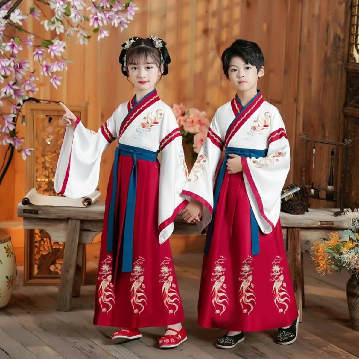Chinese Boys Traditional Clothes - New Book Child Costume for Three Character Classic & Kids' Day Hanfu Costume