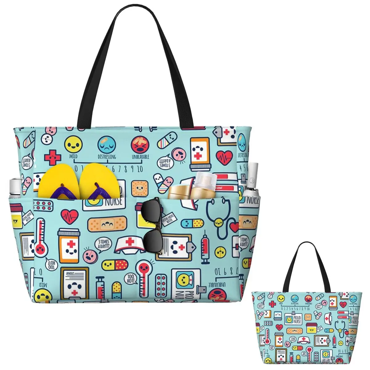 فخور بأن أكون ممرضة سطح نمط تصميم الأزرق حقيبة حمل على الشاطئ حقيبة رياضية رياضة اليوغا واق من المطر حقيبة حمل كبيرة المرأة حقيبة سفر حقيبة اللياقة البدنية