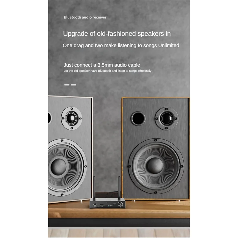 -A25M Adaptador receptor de áudio Bluetooth 5.3 U Disk Play Coaxial para 3,5 MM AUX RCA R/L Conversor DAC sem fio com microfone IR remoto Du