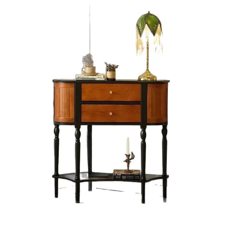 Entrance cabinet French retro solid wood ash wood moisture-proof partition cabinet