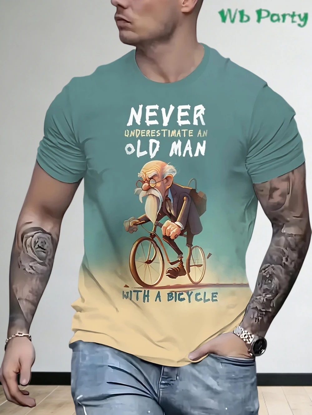 Male Funny Elderly People Graphic 3D Printed T-Shirt Casual Loose Streetwear Humorous Pattern Tops Fashion Men Short Sleeve Tee