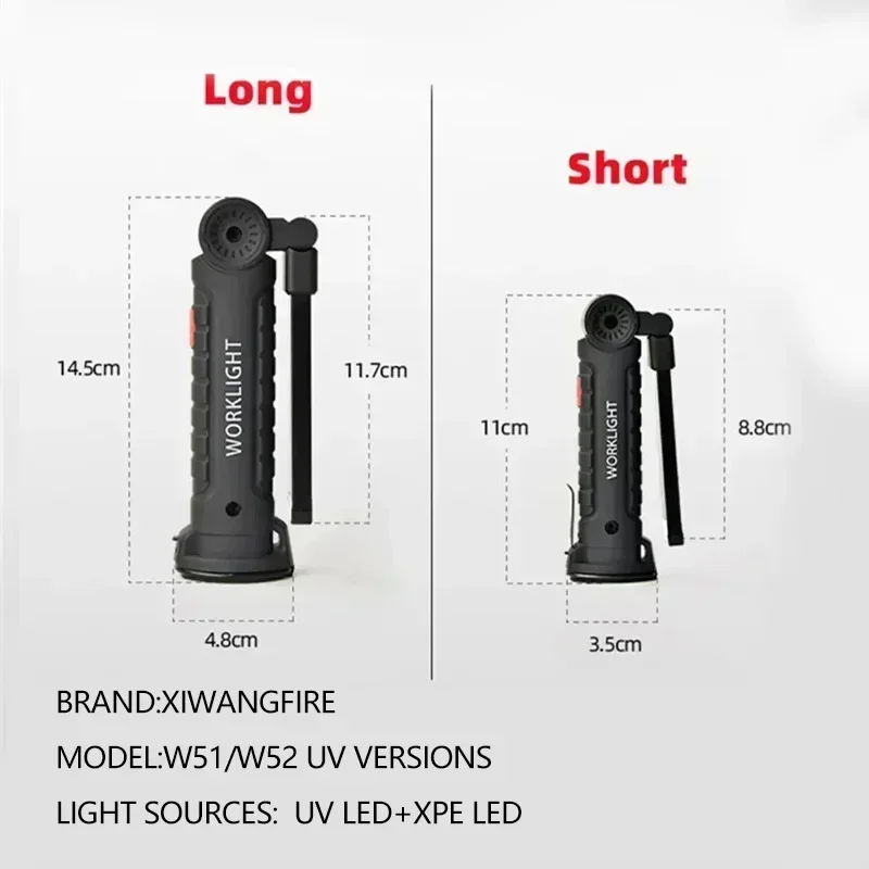 Lampe de poche UV 395nm, 5 Modes, lumière noire, lampe de travail Rechargeable par USB, avec torche d'urgence extérieure, lumière rouge et blanche