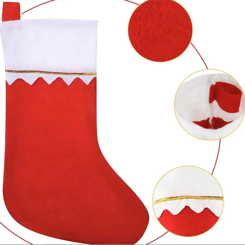 Medias navideñas de fieltro rojo, accesorios de Cosplay, chimenea, calcetines de Papá Noel, colgante de árbol de Navidad, decoración para celebraciones navideñas, embalaje de regalo
