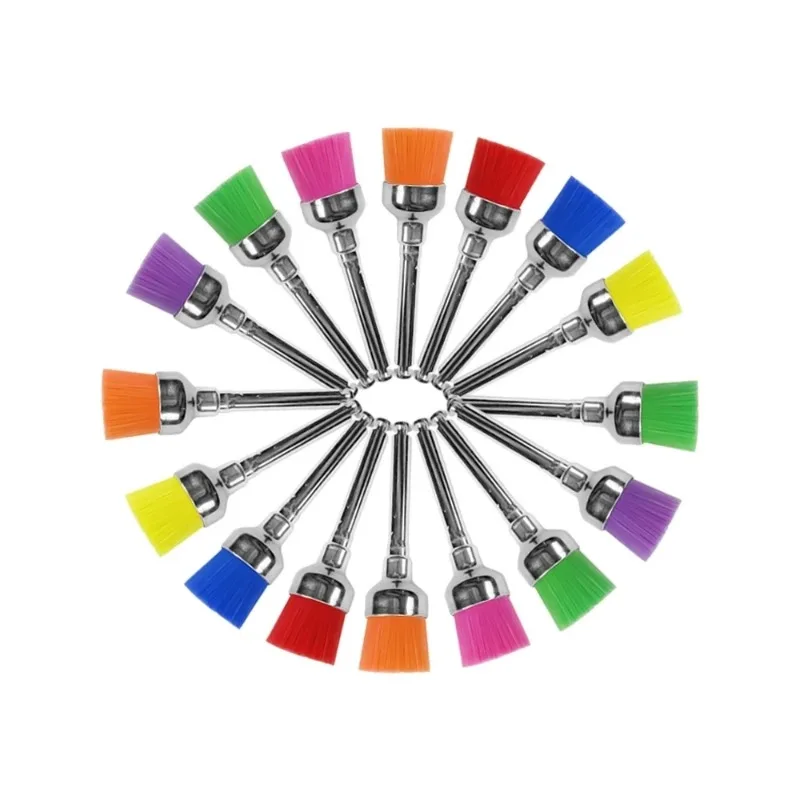 치과 나일론 연마 브러시, 그릇 모양, 다채로운 치과 프로피 브러시, 콘트라 앵글 핸드피스용 예방 브러시, 20 개