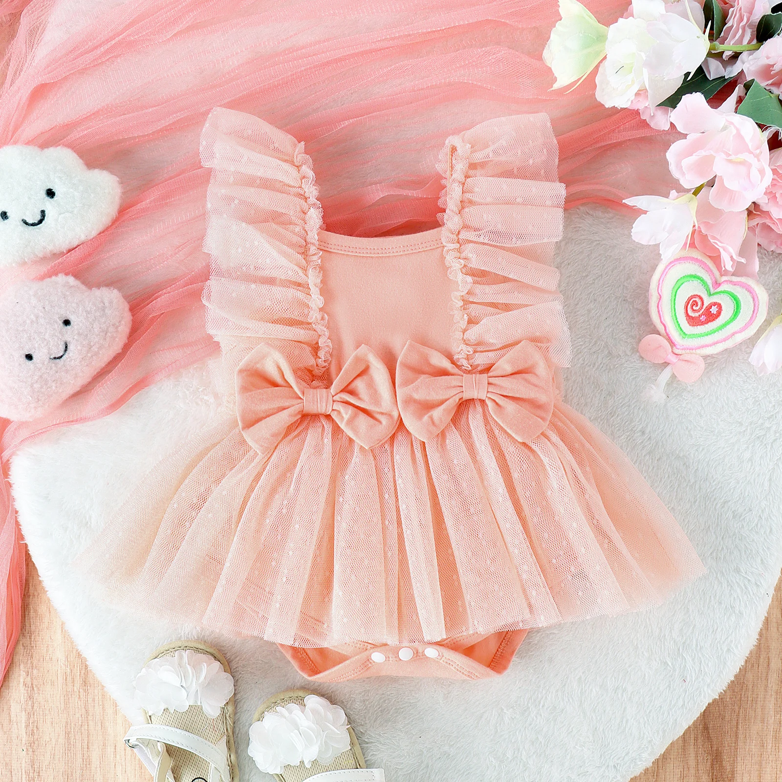 Summer 0-1 Year Old Fashion Trend Cute Baby Girl Comfortable Soft Gauze Skirt + Solid Color Ha Clothes Look Breathable