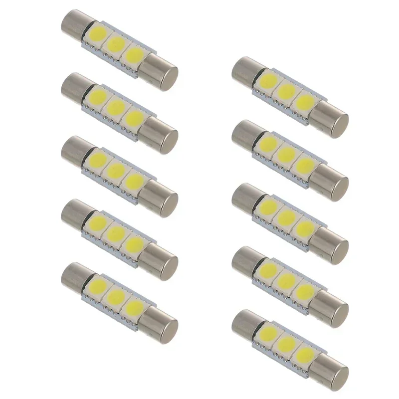 Bombillas de luz súper brillantes, 6500K, 10 piezas, LED blanco, 29mm, 3SMD, piezas de motor, útil, nuevo, de alta calidad