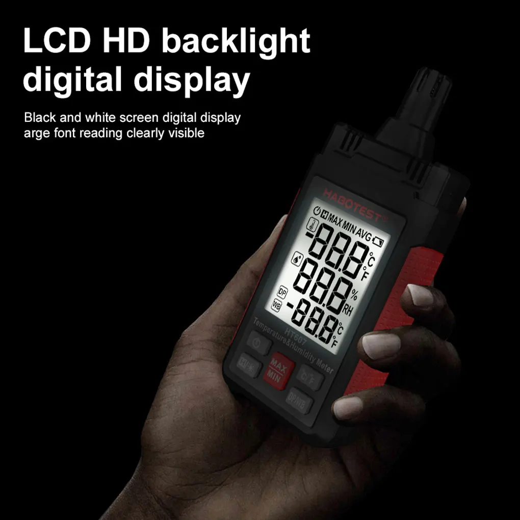 Digital Thermometer Handheld Tester Humidity Household Home Backlight Meters Point Gauge Wet Dew Portable Ambient
