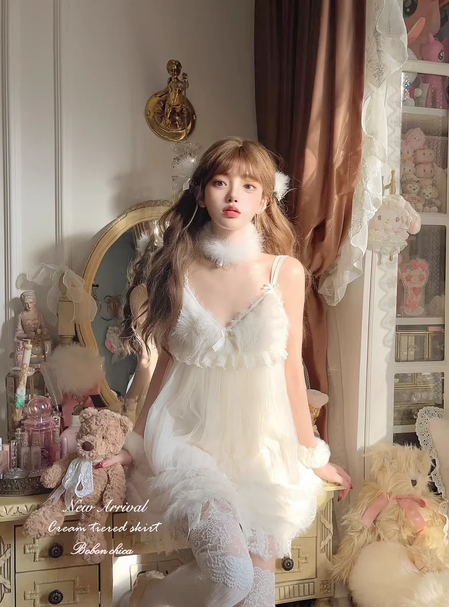 Vestido de princesa dulce lolita bobon21, vestido de falda con tirantes de felpa y lazo de encaje Retro D2384