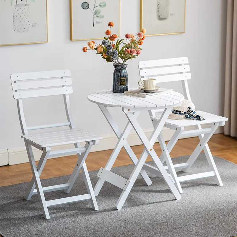 folding Solid table wood and chair set, Nordic modern minimalist style, convenient for outdoor use, suitable for balconies and
