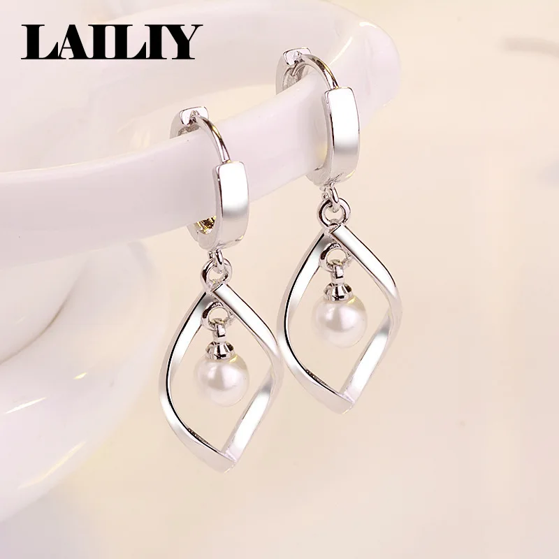 925 Sterling Silver Gift Rotating Pearl Long Earrings for Women Fashion Jewelry