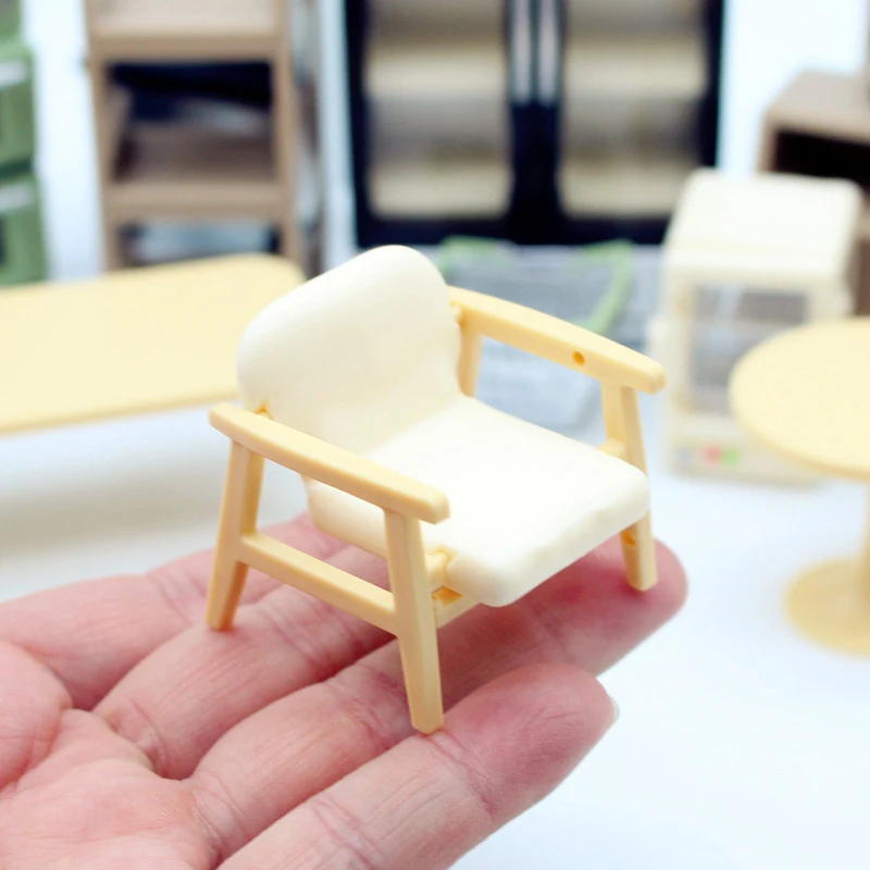 1:12 Dollhouse Miniature Dining Table Chair Bench Armchair Model Furniture Accessories Vintage Groceries For Doll House Decor