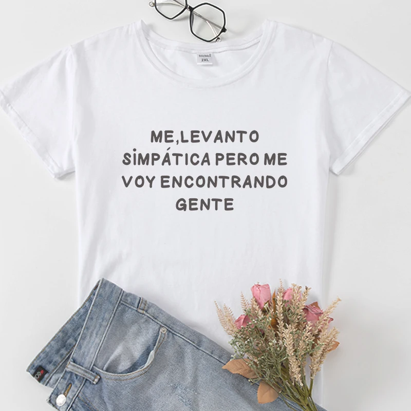 2026 New Summer Women Lady Fashion Spanish Women T-shirts Camiseta De Mujer Short Sleeve Top Casual Woman Tshirt Tee Black White