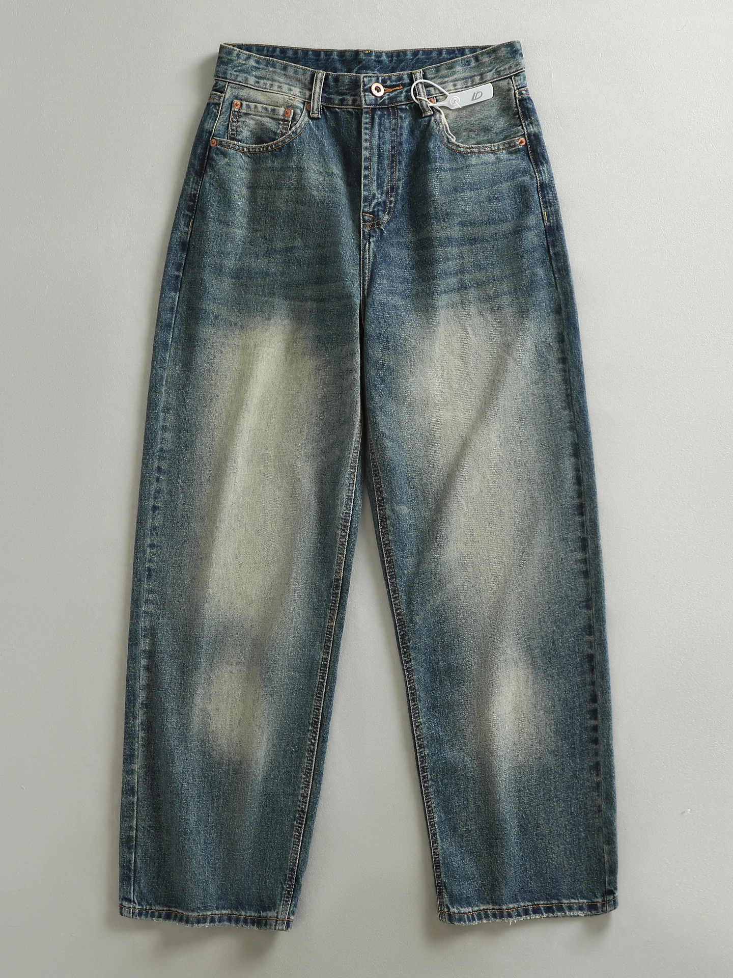 

Retro Washed American High Street Jeans Men Loose Straight Leg Wide Leg Pants Youth Trendy Cotton Polyester Regenerated Fiber