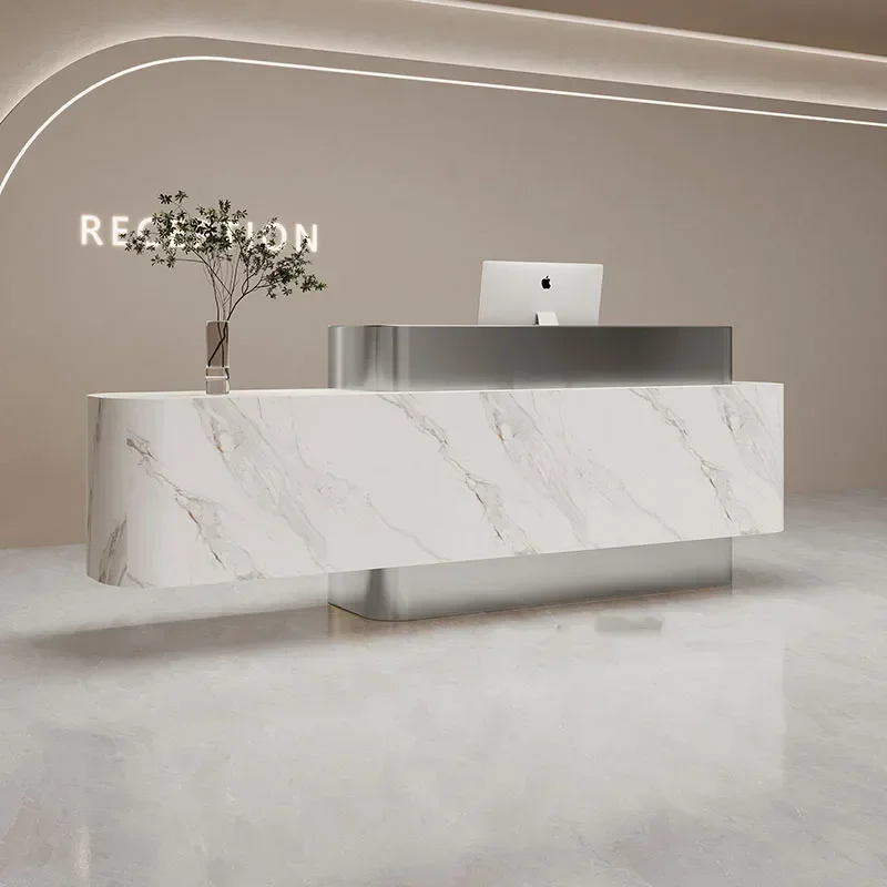 Service Standing Reception Desk Luxury Counter Modern Desktop Reception Desk Corner Writing Toonbank Receptie Office Furniture