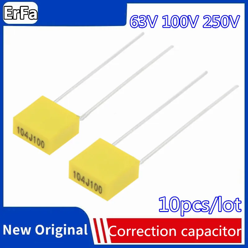 10pcs 250V 100V 63V Correction capacitor Polypropylene Safety Plastic Film 470nF 56nF 560nF 8.2nF 82nF 120nF 6.8nF 68nF 680nF