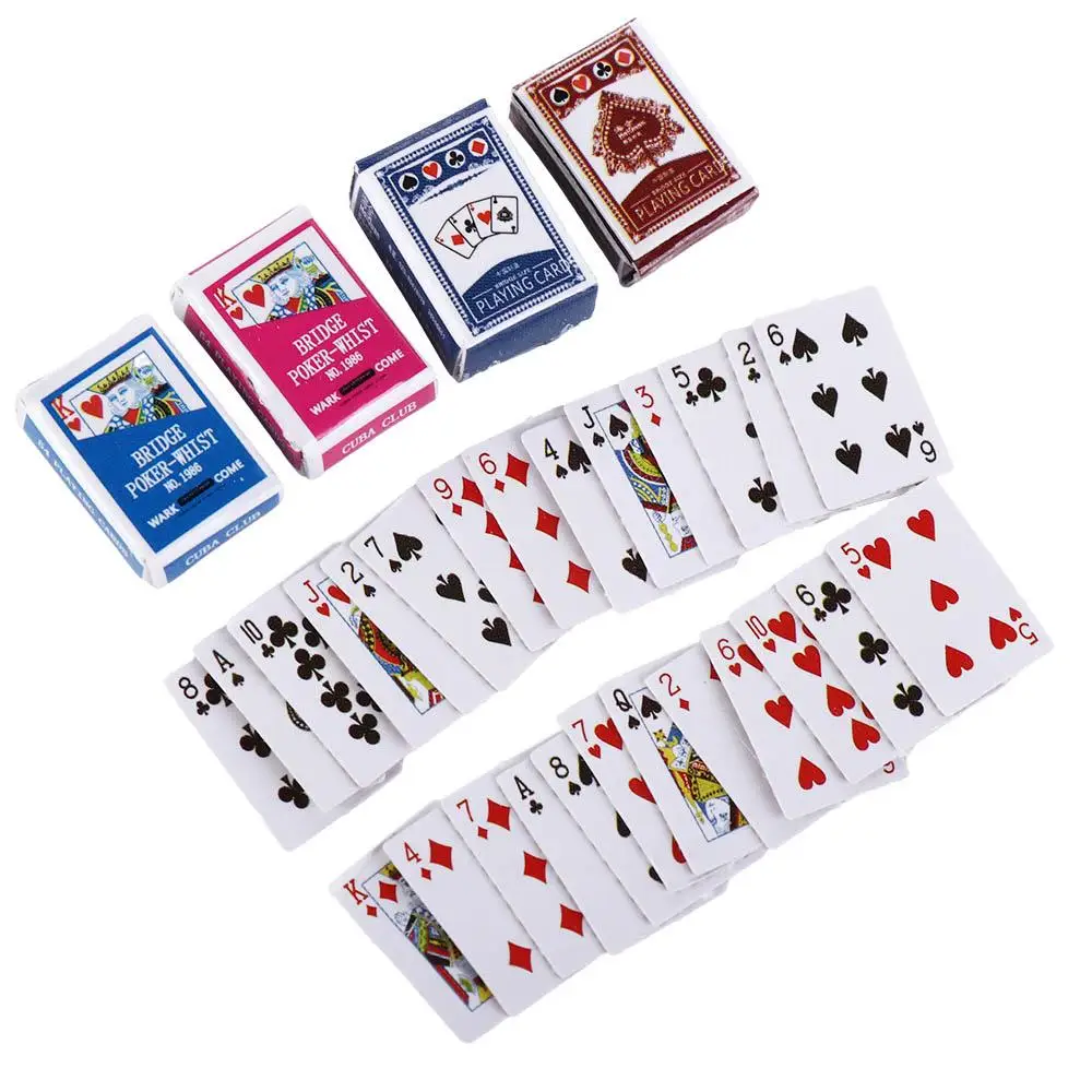 Accessory Mini Poker Cards Funny Models  Miniature Games Poker Miniature Playing Poker Cards Mini Playing Cards